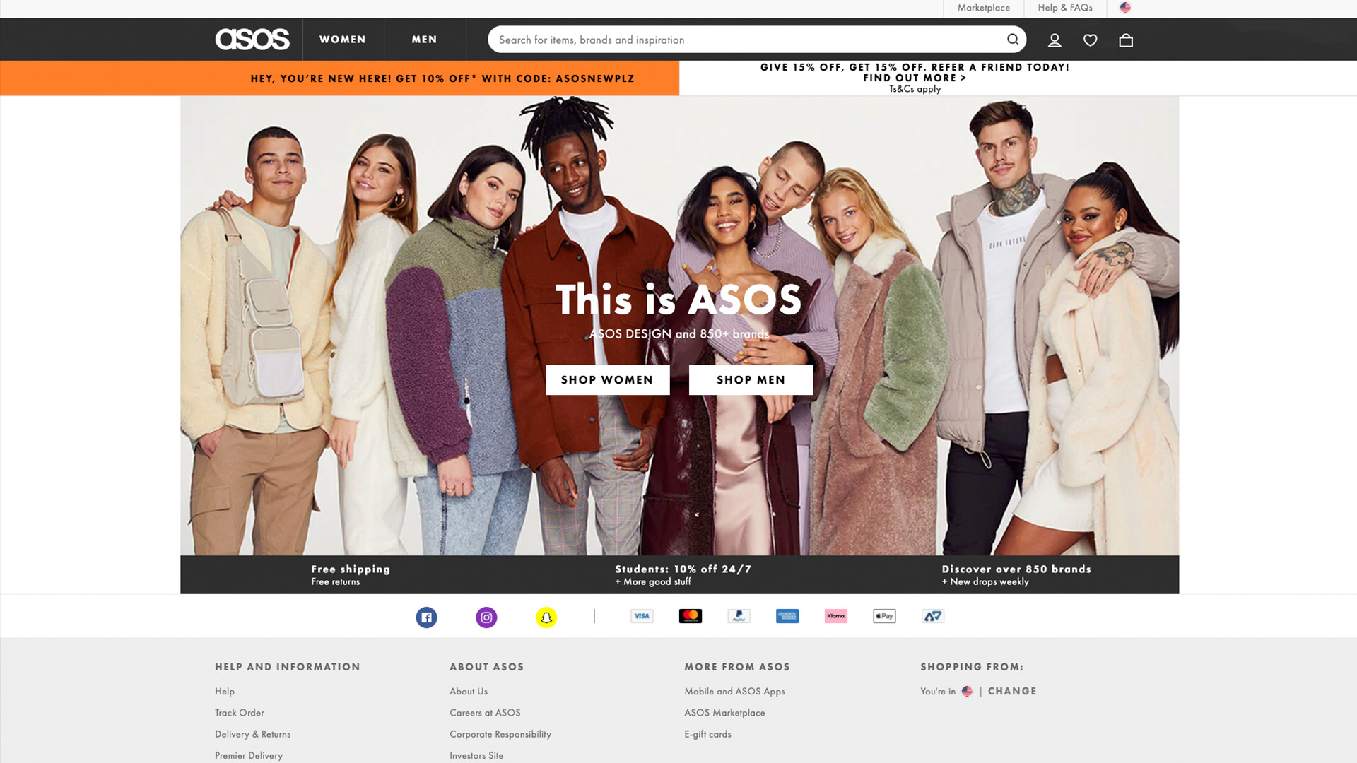 Asos homepage ideas