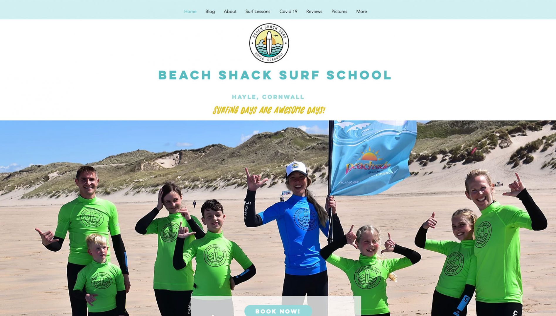 Beach Shack: surf school website design