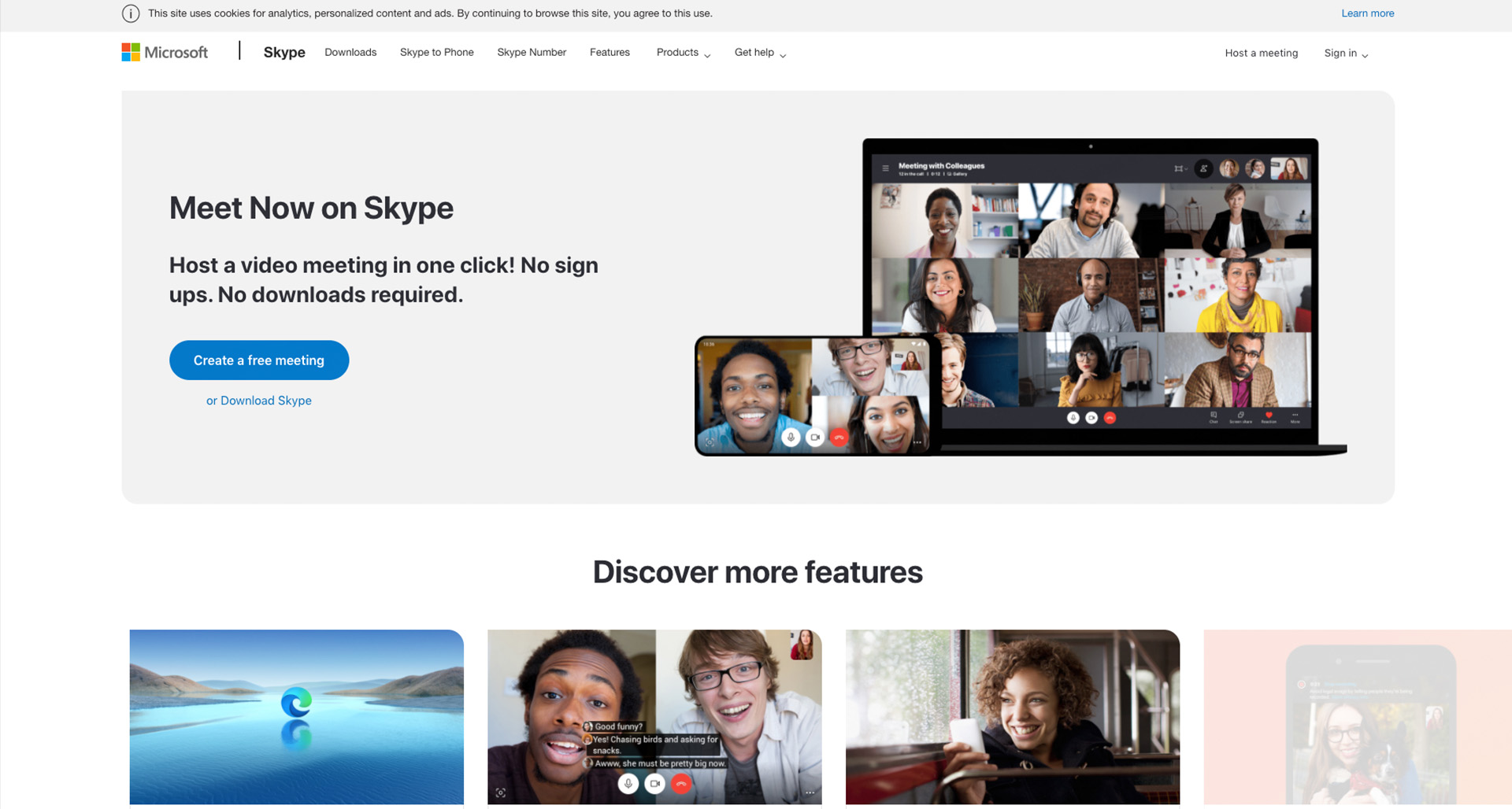 Skype homepage design