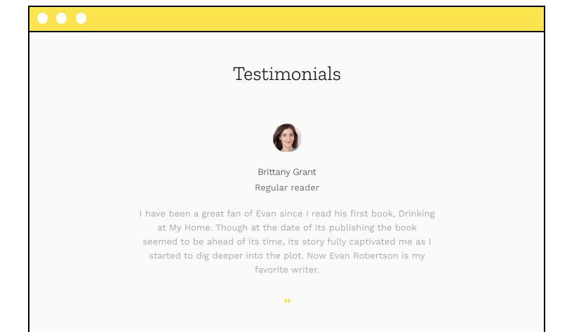 Testimonials Page design example