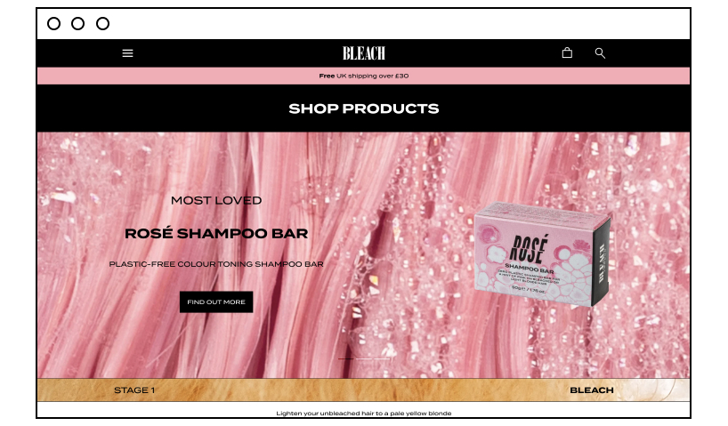 Bleach London beauty salon website ideas