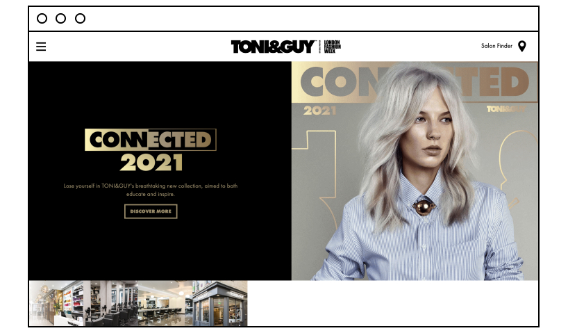 Toni and Guy beauty salon website ideas