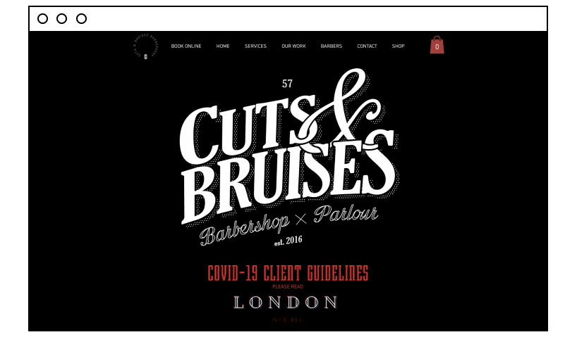 Cuts and Bruises Barbershop website