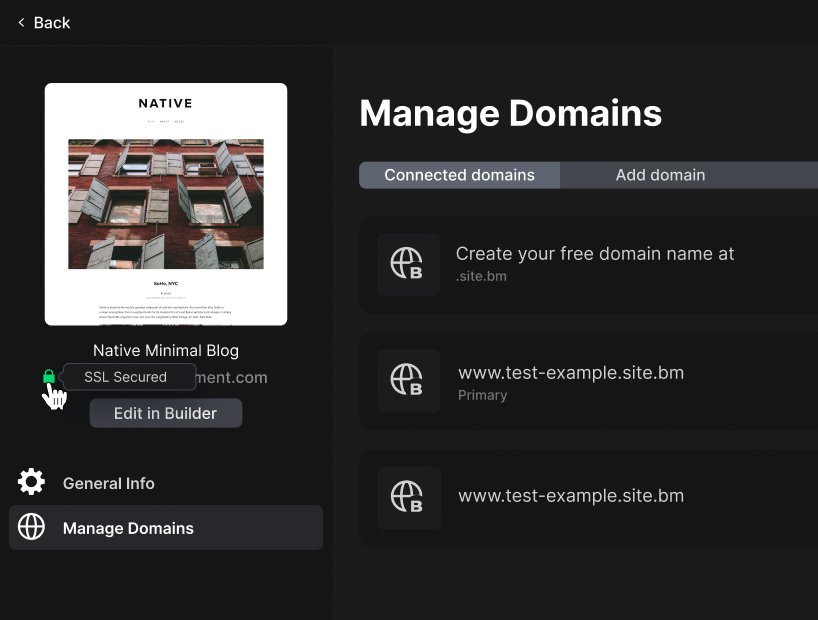 Manage domains