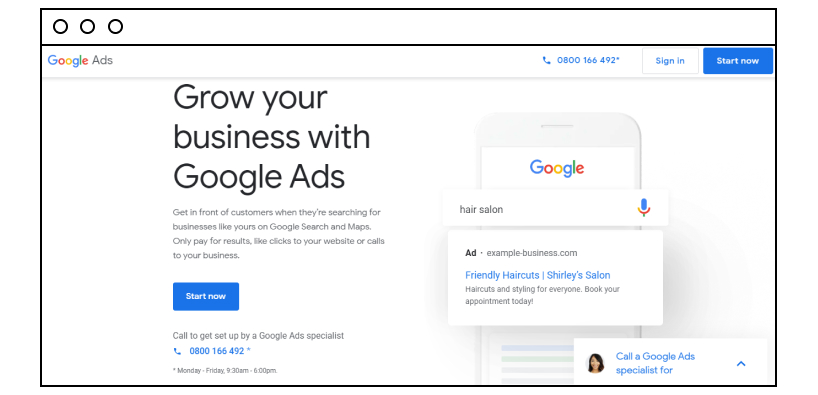 Google Ads website