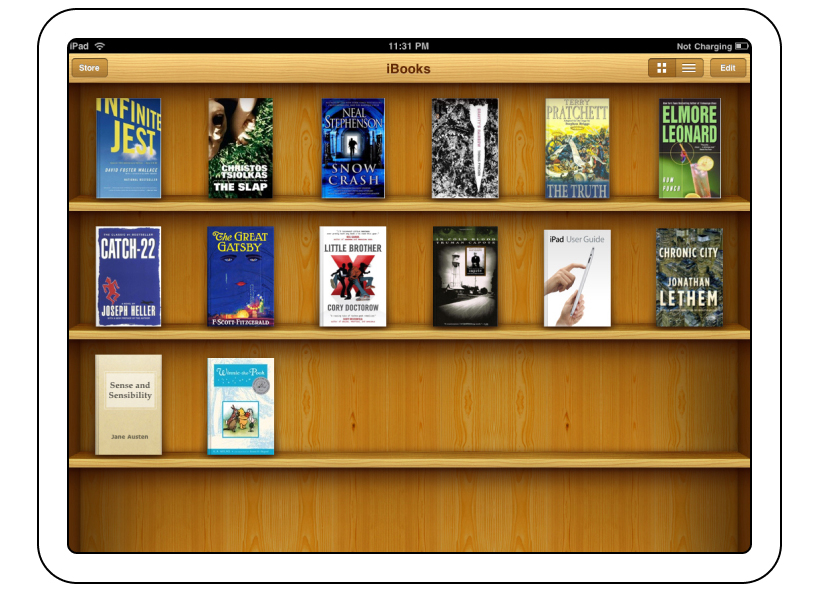 Apple iBooks, the roots of Skeuomorphism. Courtesy of Apple.