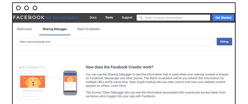 Facebook Sharing Debugger tool