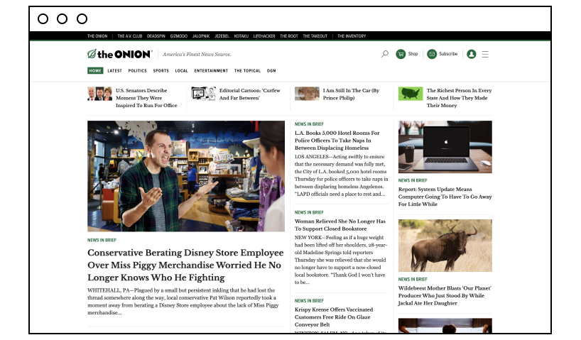 The Onion: satirical website