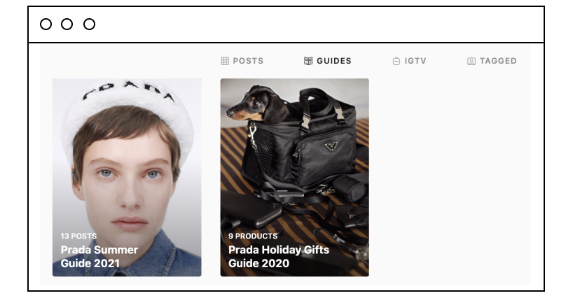 Prada Holiday Gifts Guide 2020 on Instagram