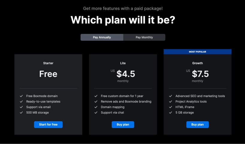 Boxmode subscription plans